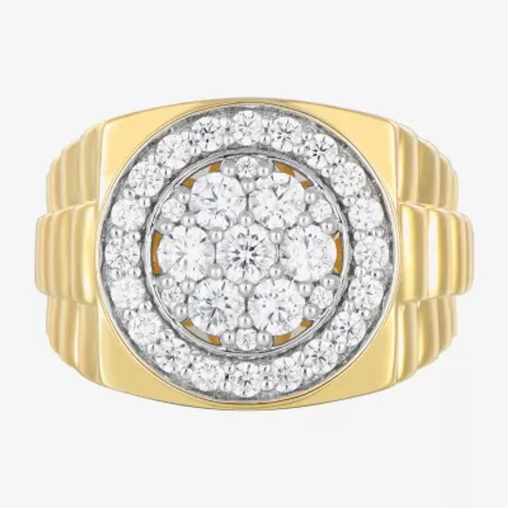 Mens 1 3/4 CT. T.W. Natural White Diamond 14K Gold Over Silver Fashion Ring