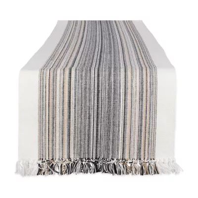 Design Imports Striped Fringe Ribbed Table Runner