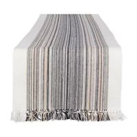 Design Imports Striped Fringe Ribbed Table Runner