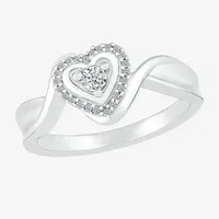 Womens 1/10 CT. T.W. Natural White Diamond Sterling Silver Halo Cocktail Ring