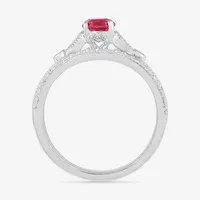 Modern Bride Gemstone Womens Lab Created Red Ruby 14K White Gold Bridal Set