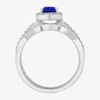 Modern Bride Gemstone Womens Lab Created Blue Sapphire 14K White Gold Pear Bridal Set