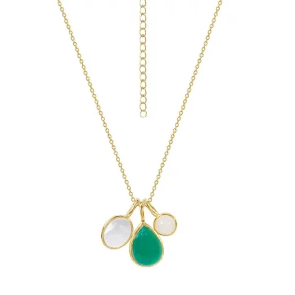 Diamonart Womens White Agate 14K Gold Over Silver Pear 18 Inch Pendant Necklace