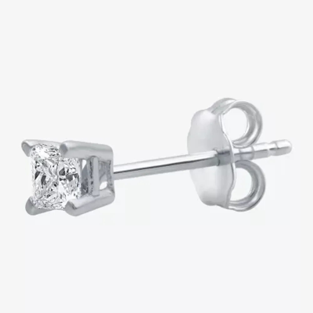 Womens 1/8 CT. Natural White Diamond 10K White Gold 2.9mm Single Earring