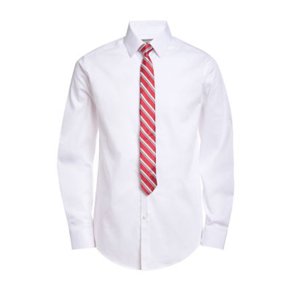 Van Heusen Little & Big Kid Boys Long Sleeve Point Collar Shirt + Tie Set