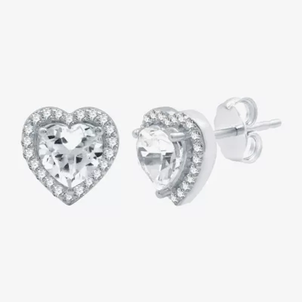 Yes, Please! Womens Lab Created White Sapphire Sterling Silver Heart 2-pc. Jewelry Set