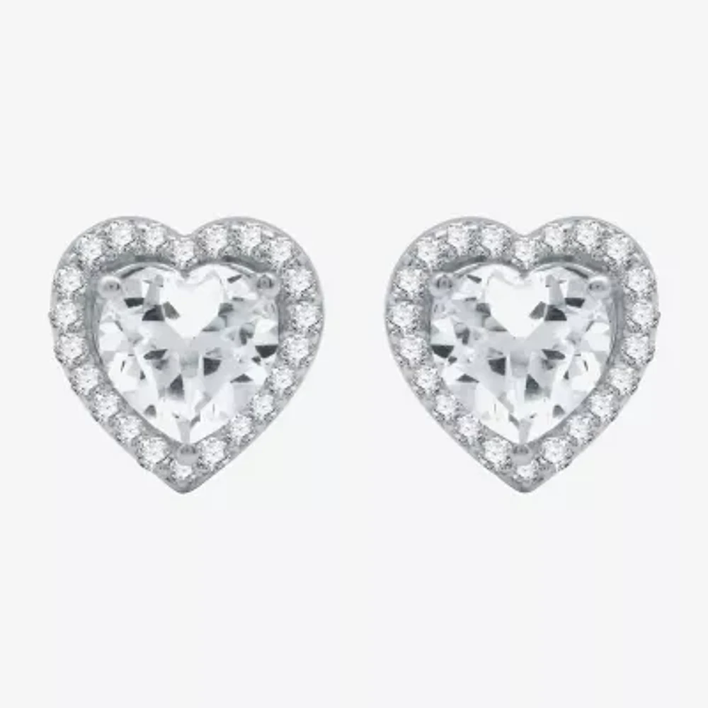 Yes, Please! Womens Lab Created White Sapphire Sterling Silver Heart 2-pc. Jewelry Set