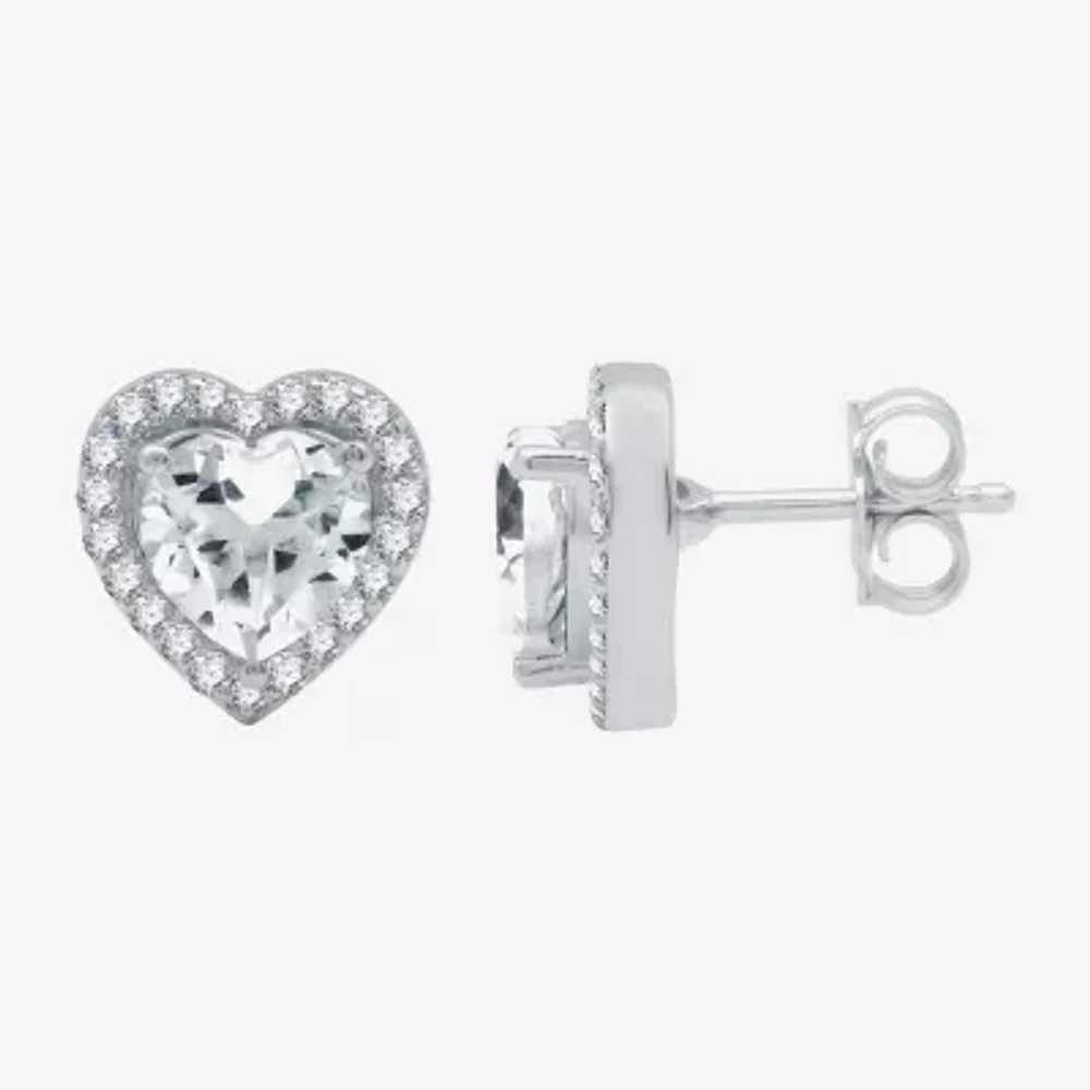 Yes, Please! Womens Lab Created White Sapphire Sterling Silver Heart 2-pc. Jewelry Set