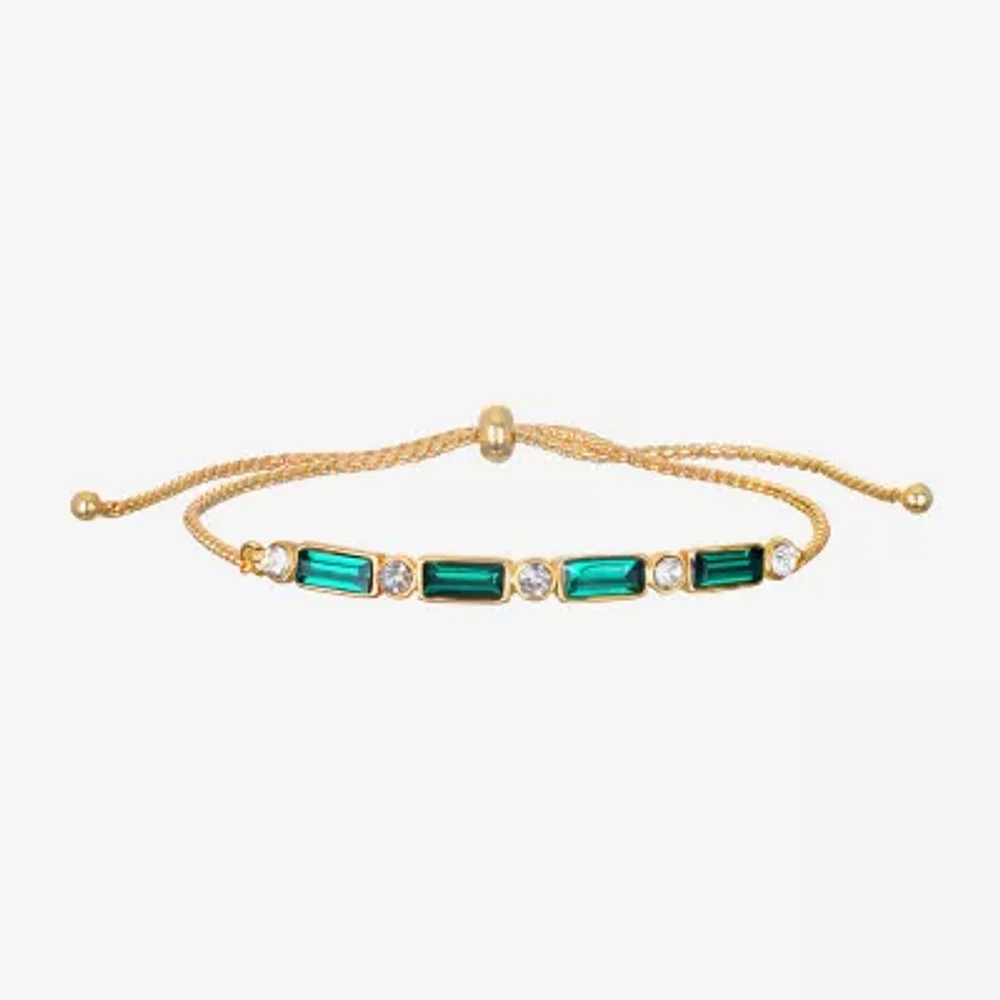 Bijoux Bar Delicates Gold Tone Womens Glass Round Bolo Bracelet