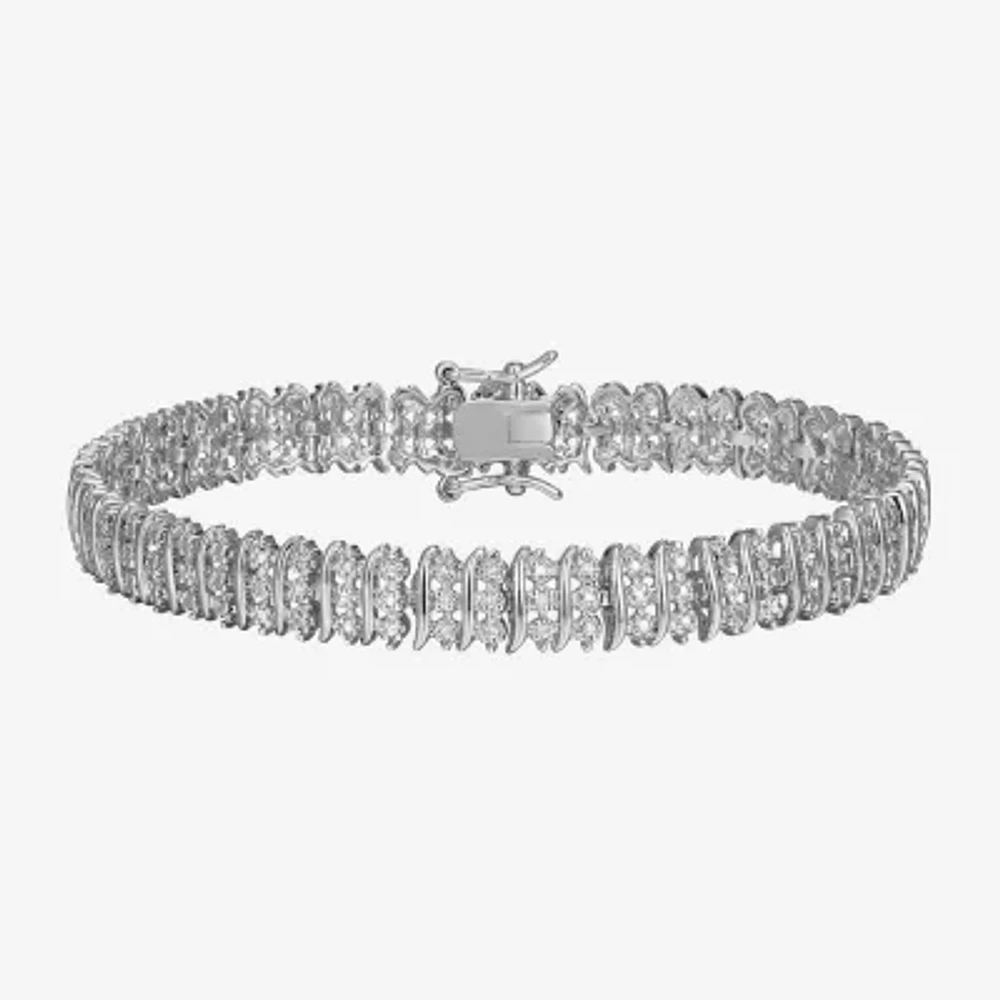 Sparkle Allure Womens Natural Diamond Accent Pure Silver Over Bronze Inch Tennis Bracelet