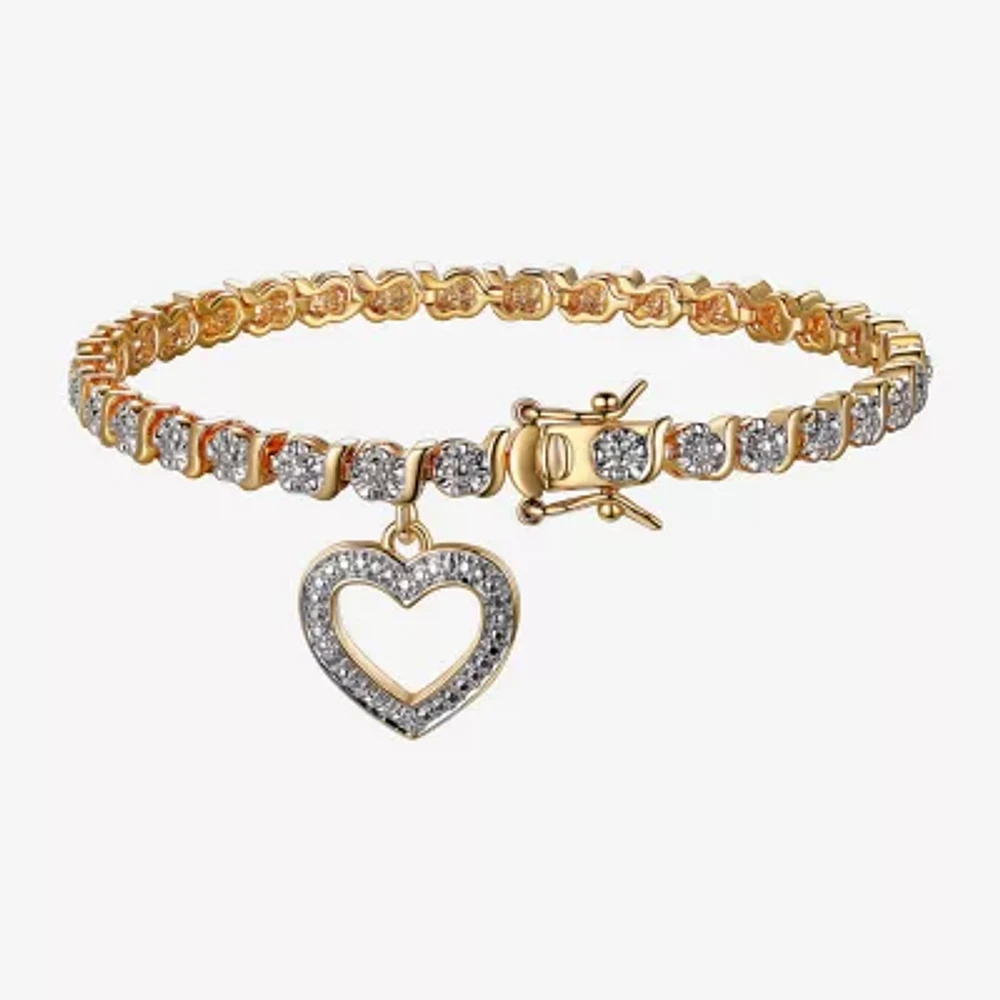 Sparkle Allure Womens Natural Diamond Accent Heart 7.25 Inch Tennis Bracelet