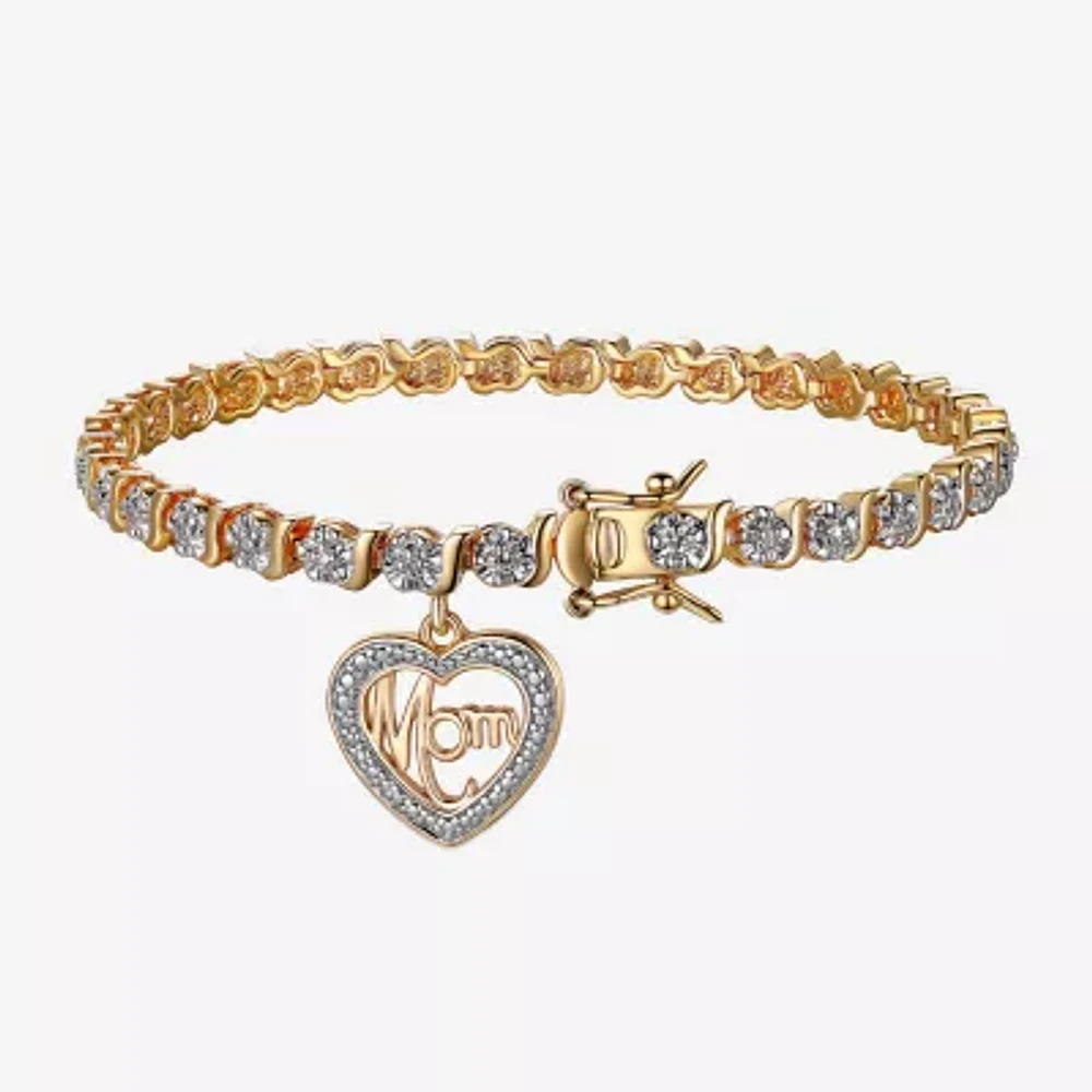 Sparkle Allure Mom Womens Natural Diamond Accent Heart 7.25 Inch Tennis Bracelet