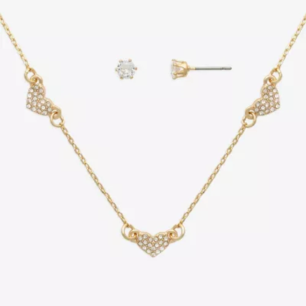 Mixit Womens Cubic Zirconia Heart Hypoallergenic 2-pc. Jewelry Set