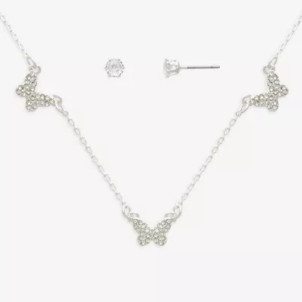 Mixit Womens Cubic Zirconia Butterfly Hypoallergenic 2-pc. Jewelry Set