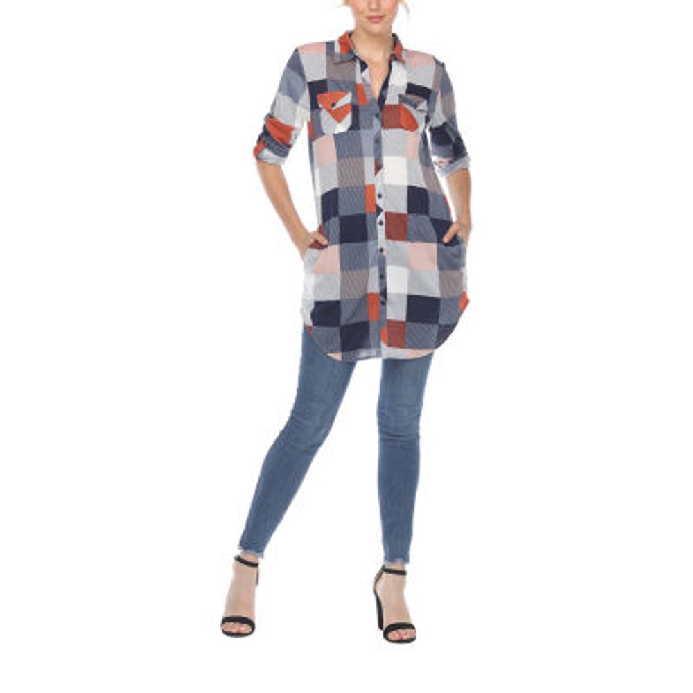White Mark Womens Long Sleeve Tunic Top