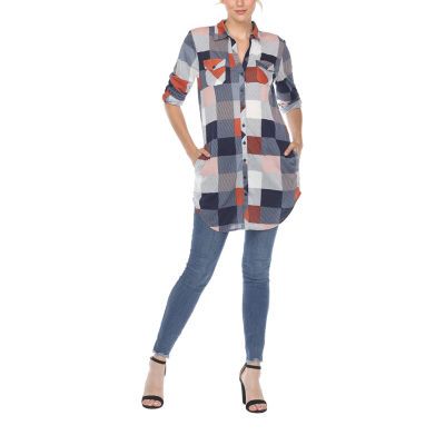 White Mark Womens Long Sleeve Tunic Top