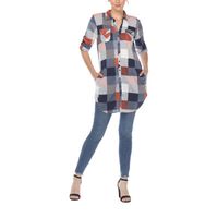 White Mark Womens Long Sleeve Tunic Top