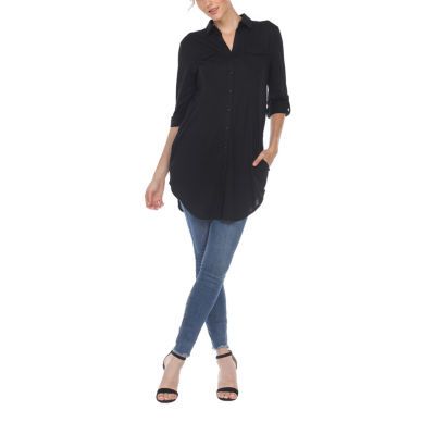 White Mark Womens Long Sleeve Tunic Top