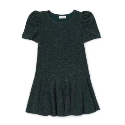 Emerald Sundae Big Kid Girls Short Sleeve Puffed Drop Waist Dress