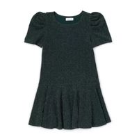 Emerald Sundae Big Kid Girls Short Sleeve Puffed Drop Waist Dress