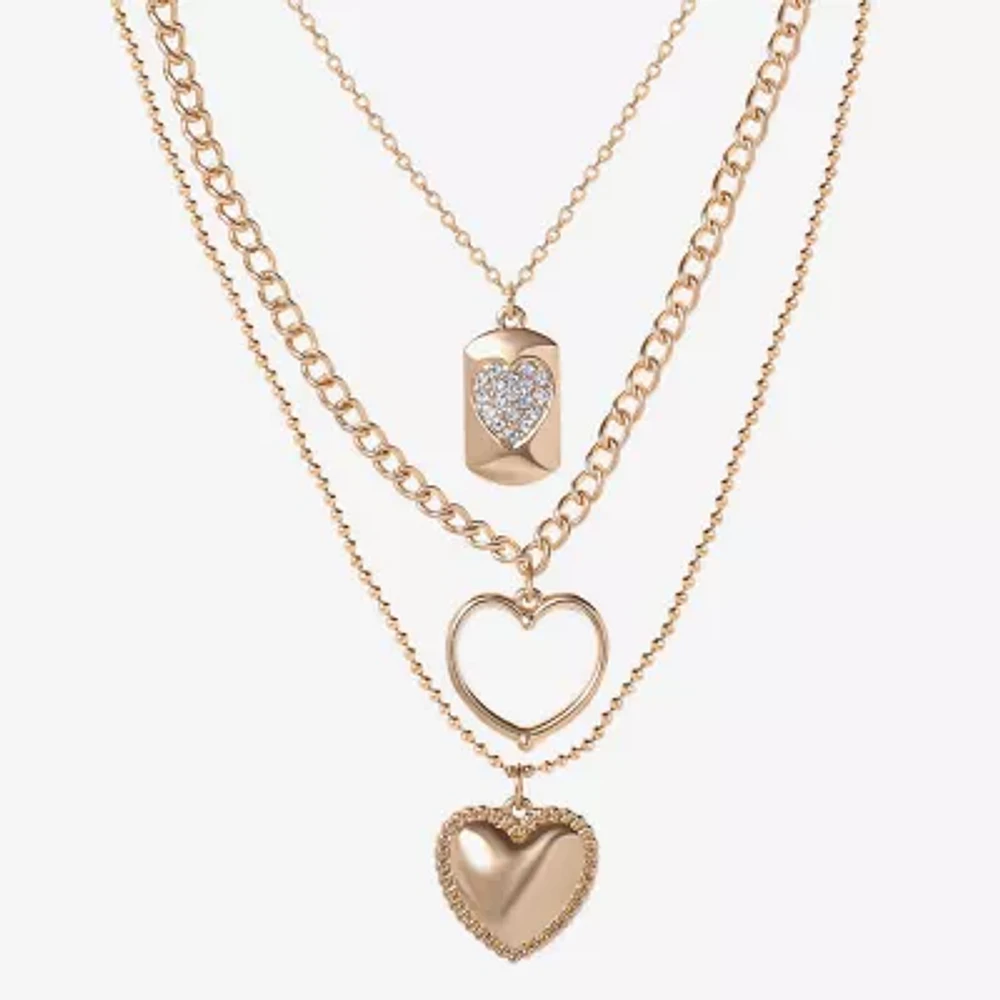 JS Jessica Simpson Gold Tone Womens Crystal 19 Inch Strand Necklace
