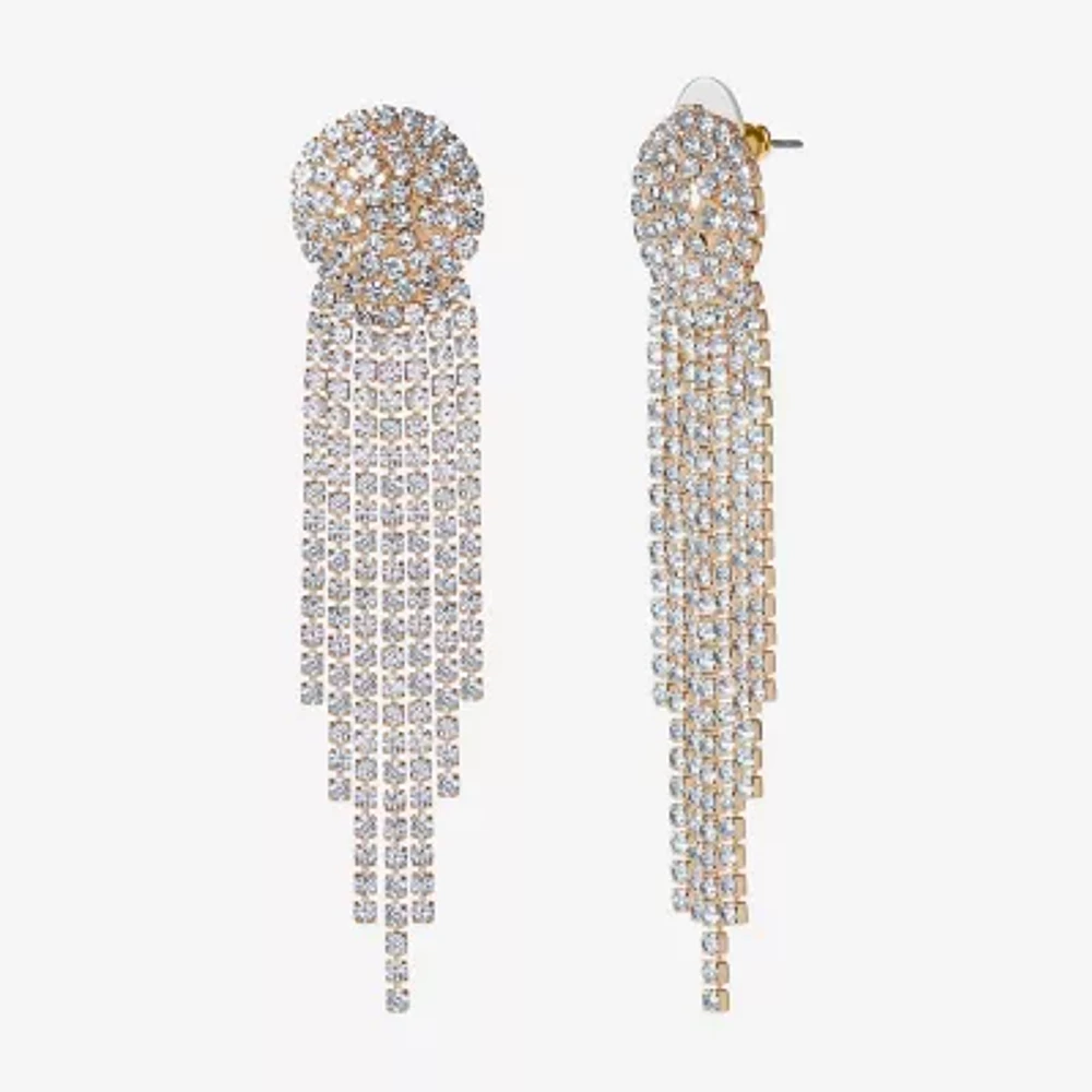 JS Jessica Simpson Gold Tone Womens Crystal Drop Earrings