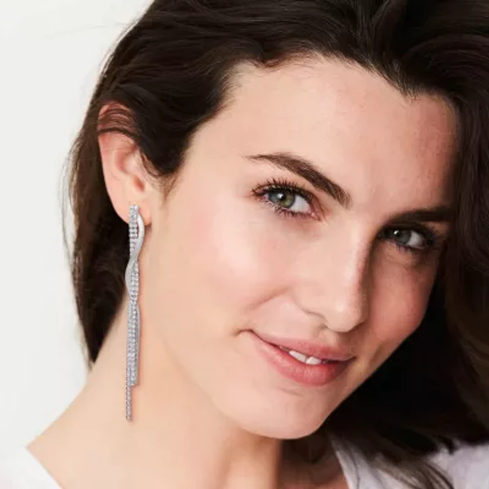 JS Jessica Simpson Silver Tone Womens Glass Drop Earrings