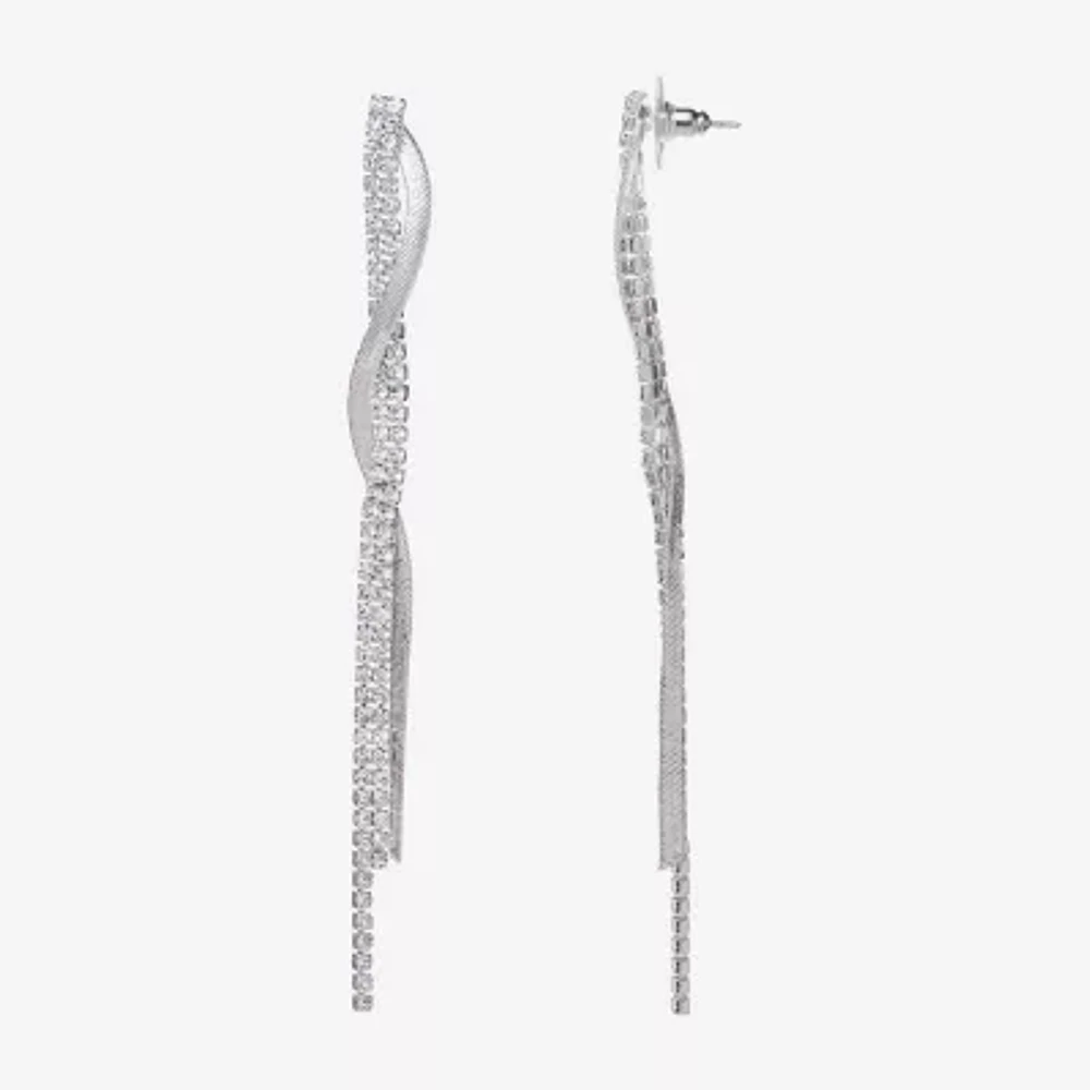 JS Jessica Simpson Silver Tone Womens Glass Drop Earrings