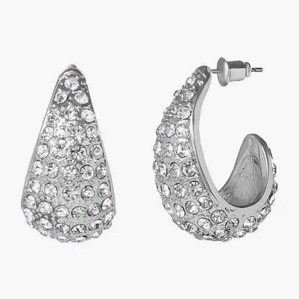JS Jessica Simpson Silver Tone Womens Glass 29.3mm Hoop Earrings