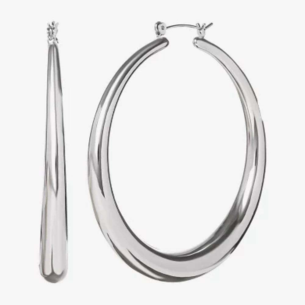 JS Jessica Simpson Silver Tone Womens 64.9mm Hoop Earrings