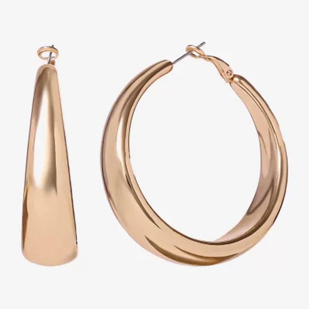 JS Jessica Simpson Gold Tone Womens 53.3mm Hoop Earrings