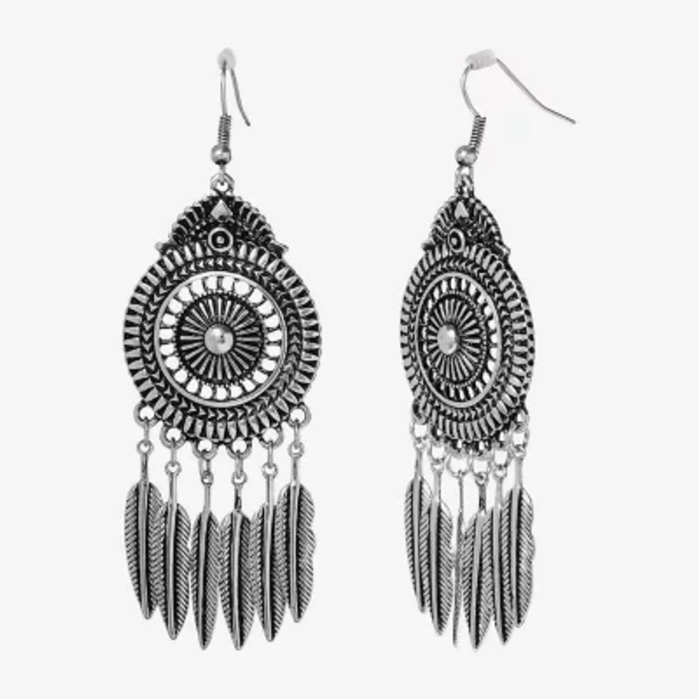 JS Jessica Simpson Silver Tone Womens Oval Drop Earrings