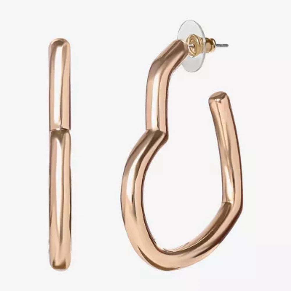 JS Jessica Simpson Gold Tone Womens 42mm Heart Hoop Earrings