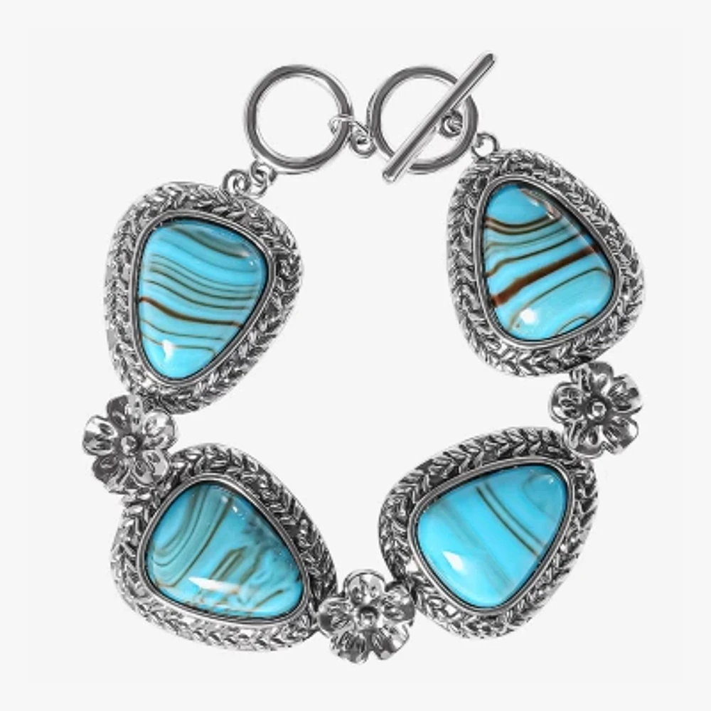 JS Jessica Simpson Silver Tone Womens Turquoise Strand Bracelet