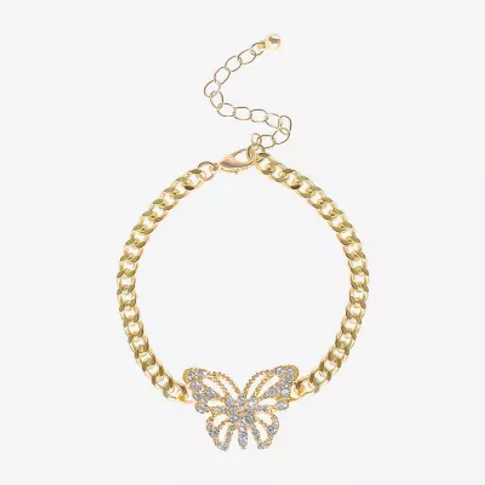 JS Jessica Simpson Gold Tone Womens Solid Butterfly 7.5 Inch Link Bracelet