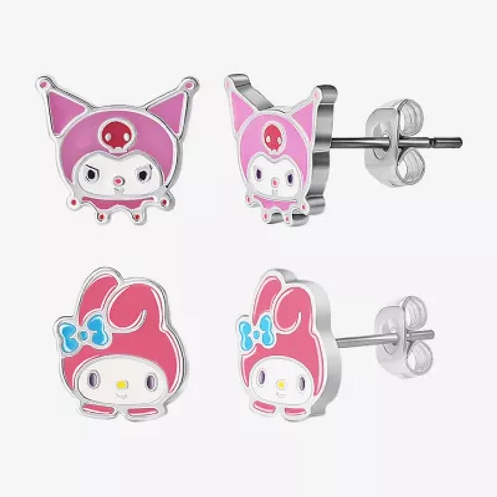 Womens Hello Kitty Kuromi My Melody 2 Pair Earring Set