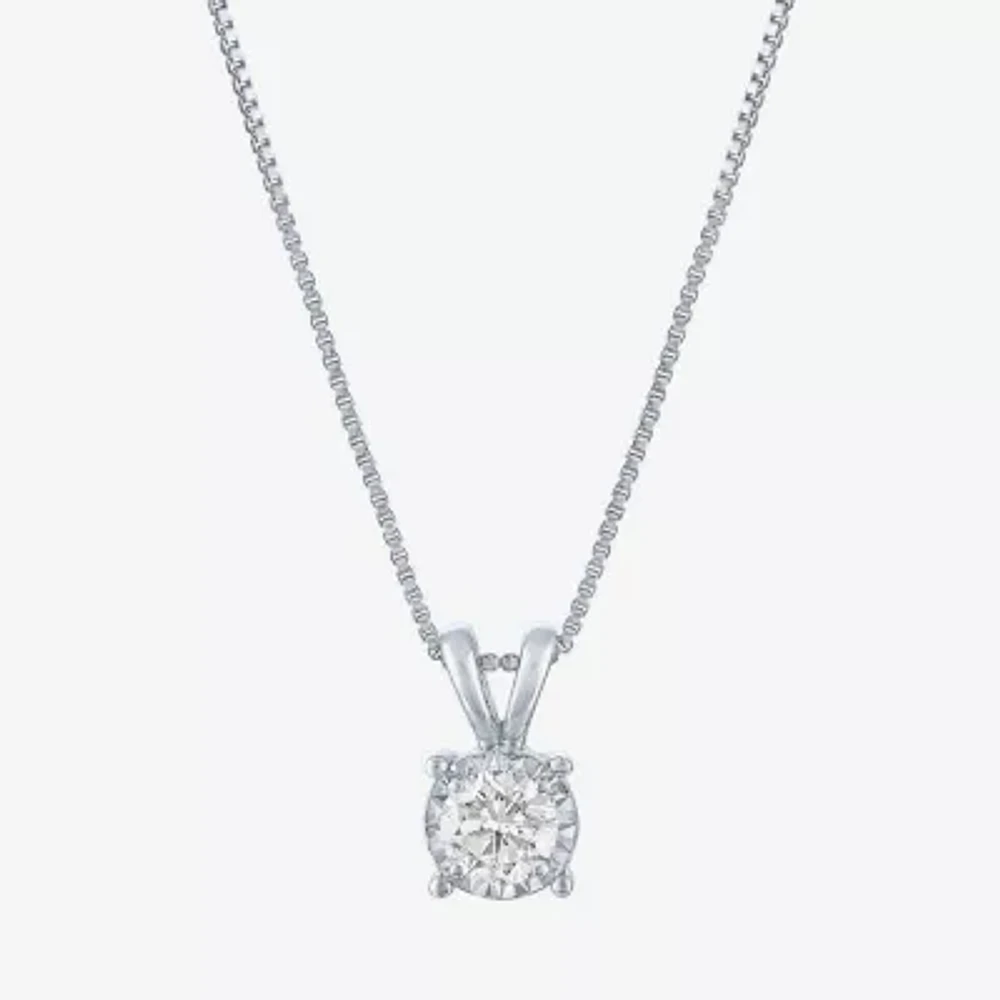 (G-H / I1-I2) Womens 1/3 CT. Lab-Grown Diamond Sterling Silver Round 18 Inch Pendant Necklace