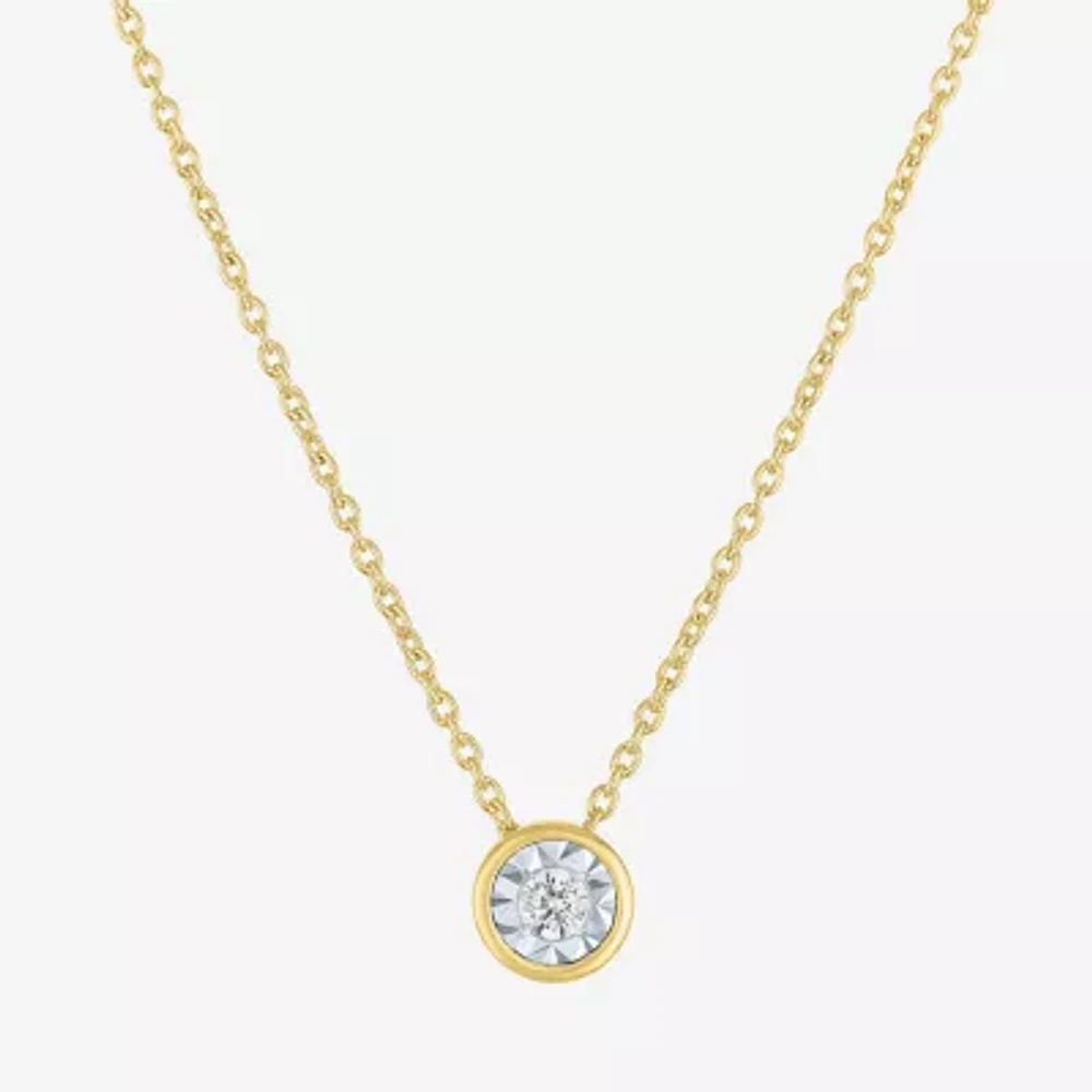 (G-H / I1-I2) Womens 1/10 CT. Lab Grown White Diamond 14K Gold Over Silver Round 16 Inch Pendant Necklace
