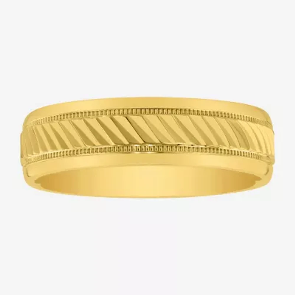 Mens 6MM 14K Gold Over Silver Wedding Band
