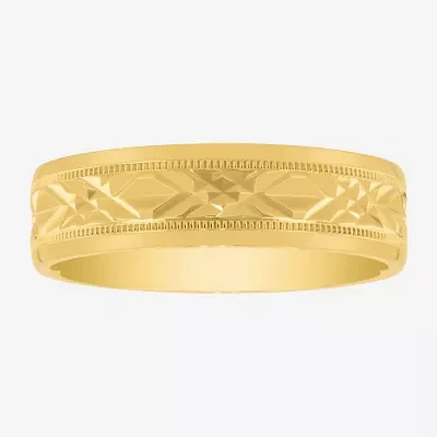 Mens 6MM 14K Gold Over Silver Wedding Band