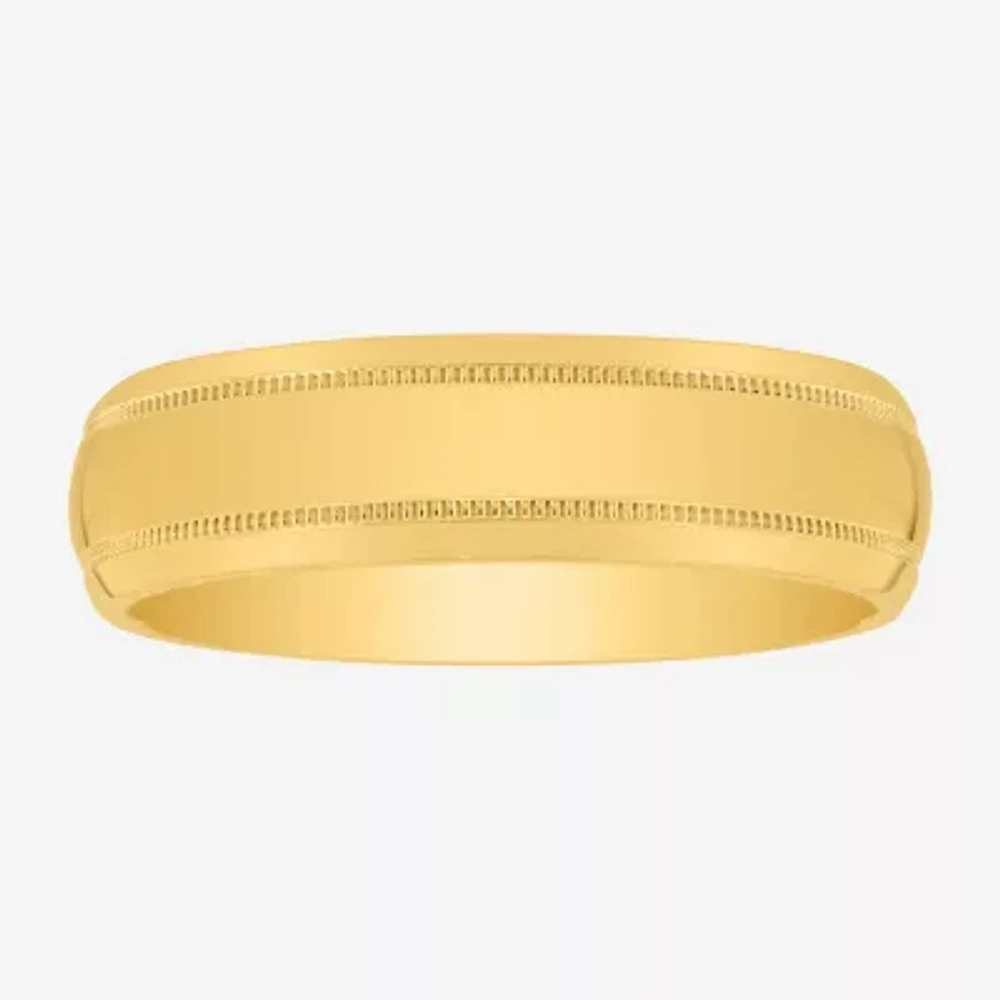 Mens 6MM 14K Gold Over Silver Wedding Band