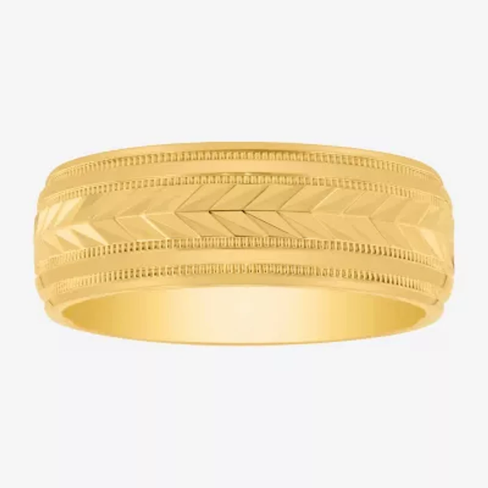 Mens 8MM 14K Gold Over Silver Wedding Band