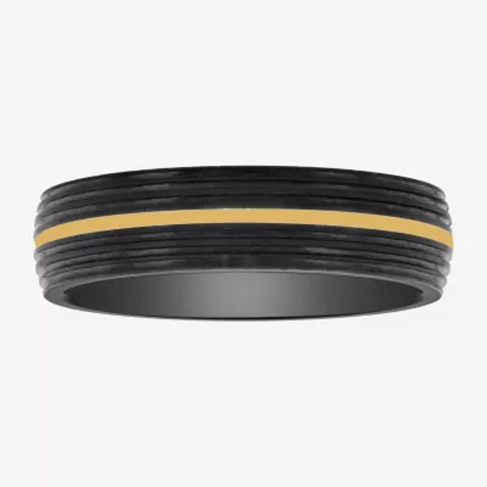 Mens 6MM 14K Gold Tungsten Wedding Band