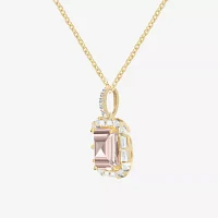 Yes, Please! Womens Lab Created Pink Sapphire 14K Gold Over Silver 18 Inch Pendant Necklace