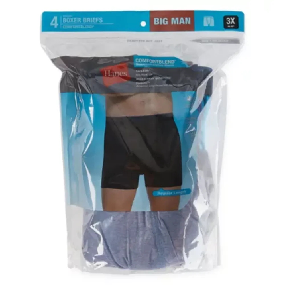 Hanes Mens Big 4 Pack Boxer Briefs Jdb1ax