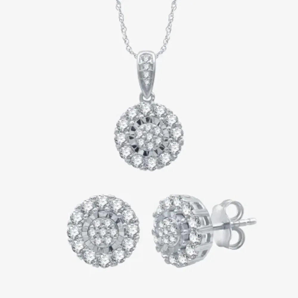 (H-I / I1) Womens 1 CT. T.W. Lab Grown Diamond Sterling Silver 2-pc. Jewelry Set