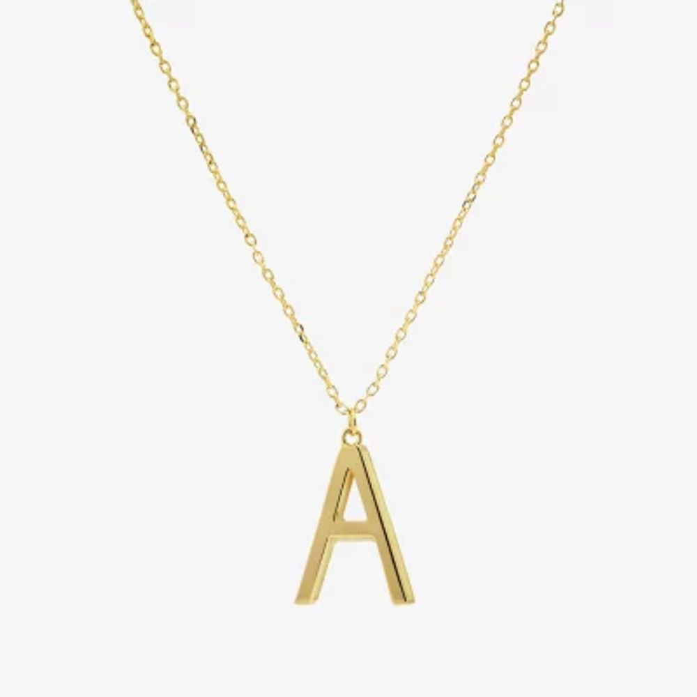 Sparkle Allure Initial Womens 14K Gold Over Brass 16 Inch Pendant Necklace