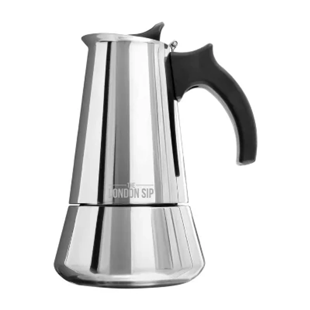 London Sip Stainless Steel Stovetop Espresso  Silver 10-Cup Coffee Maker
