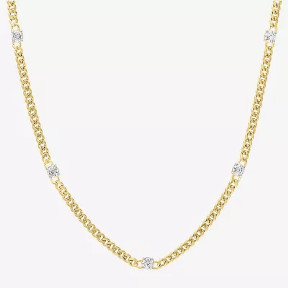 Diamond Addiction (G-H / Si2-I1) Womens 10K Gold 18 Inch Cuban Chain Necklace
