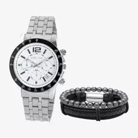 Steeltime Mens Silver Tone Stainless Steel 3-pc. Watch Boxed Set 998028w-617114-678504b